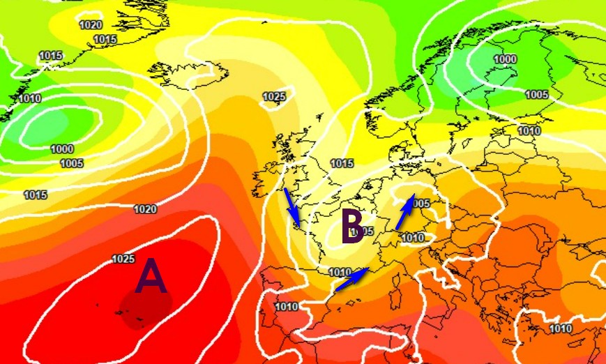 Modello ECMWF su base grafica Meteociel per il 18 agosto: svolta meteo.