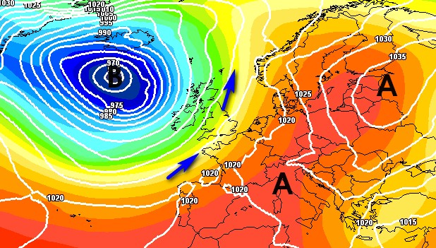 L'anticiclone ancora in grande spolvero il 1° ottobre secondo il modello GFS su base grafica Meteociel.