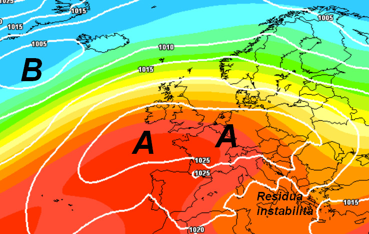 media degli scenari del modello GFS imbastita su base grafica Meteociel e valida per martedì 22 settembre