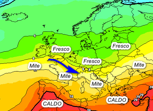 media termica degli scenari del modello GFS elaborato su base grafica Meteociel per venerdi 11 settembre
