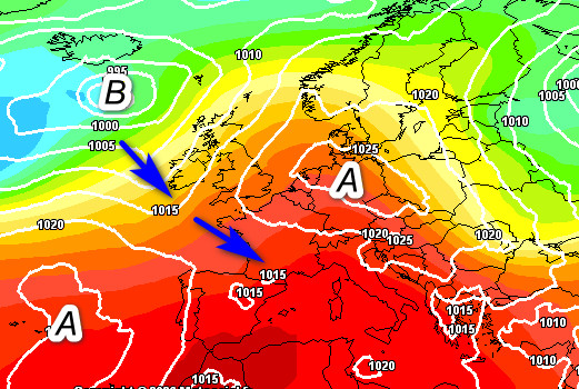 analisi sinottica attesa per domenica 6 settembre secondo la corsa ufficiale del modello GFS elaborato su base grafica Meteociel