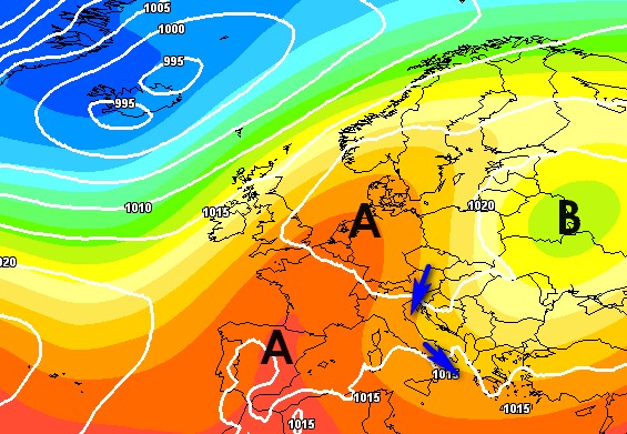 media degli scenari del modello GFS su base grafica Meteociel per il 26 ottobre.