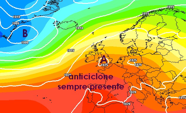 Il possibile ritorno dell'anticiclone nella seconda met&agrave; del mese secondo la media degli scenari di ECMWF e GFS su base grafica Meteociel