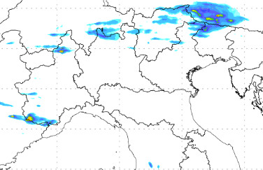  sommatoria dei fenomeni attesi al settentrione tra il pomeriggio e la serata di lunedi 7 settembre secondo il modello Moloch 1.5km elaborato su base grafica Lamma
