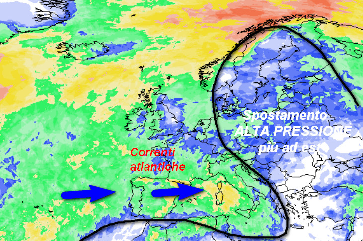 probabilità di pioggia a scala europea secondo la media degli scenari del modello GFS elaborata su base grafica meteociel incentrata per mercoledi 7 ottobre