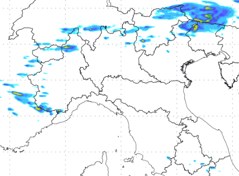 sommatoria delle precipitazioni attese tra le 12 di lunedi 7 e le 00 su martedì 8 settembre, secondo il modello Moloch 1.5km elaborato su base grafica Lamma