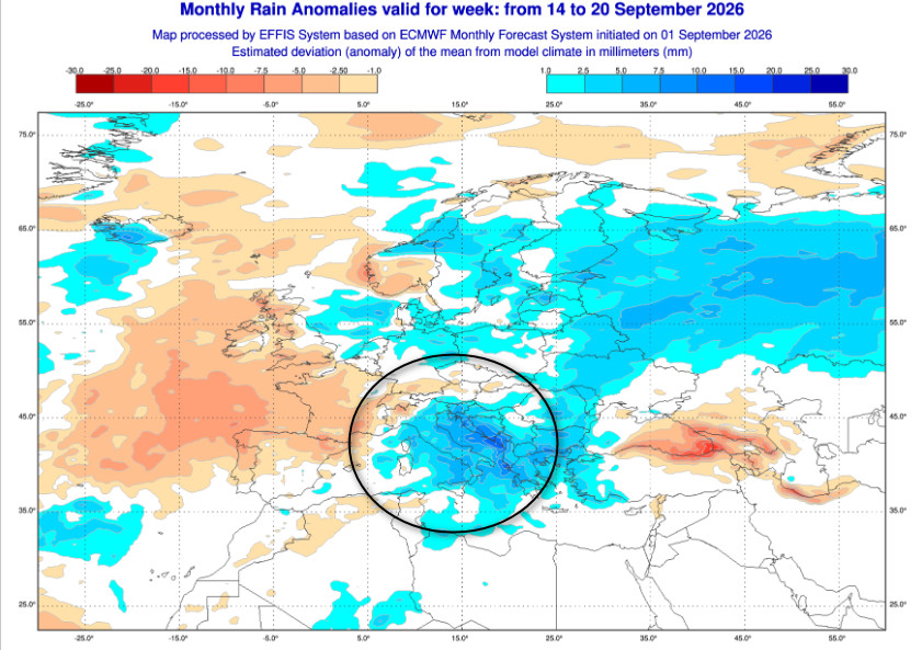 anomalie precipitative in Europa ed in Italia nel lasso temporale compreso tra il 14 ed il 20 settembre