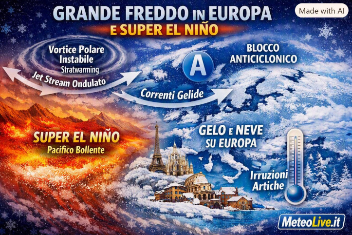 Inverno con il grande freddo in Europa per colpa di El Niño? Deriva fredda in Europa nell'inverno 2026-27.