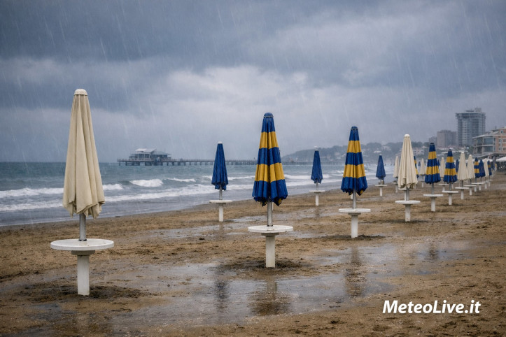 Maltempo in arrivo da mercoledì 9: le aree più colpite Gli ombrelloni in spiaggia resteranno chiusi.