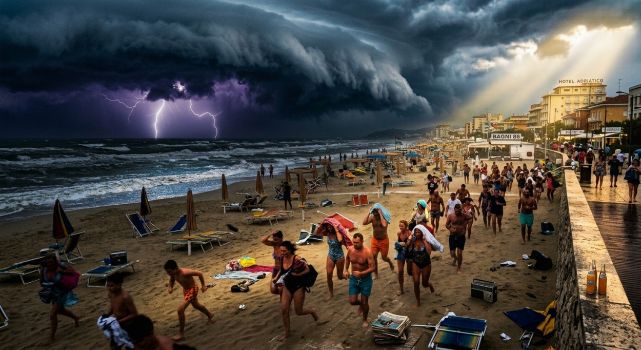 Temporale in arrivo in spiaggia.