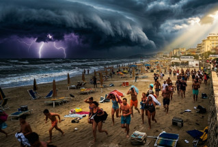 Temporale in arrivo in spiaggia.