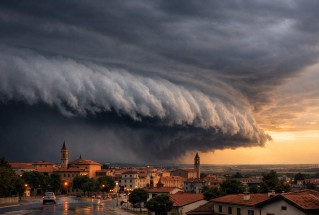 Nube a mensola in arrivo sulla costa siciliana.