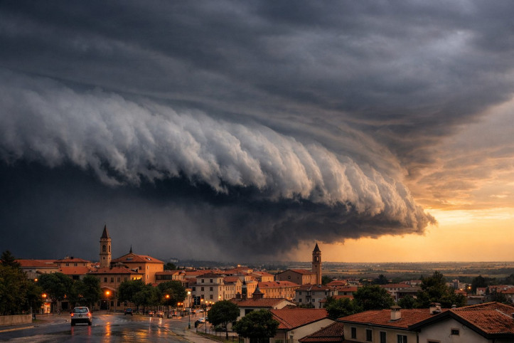 Nube a mensola in arrivo sulla costa siciliana.