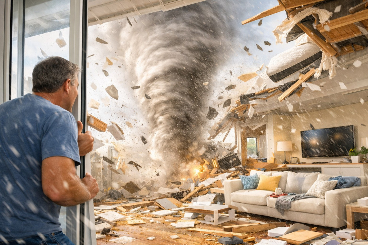 Se il tornado sfiora la nostra casa (video) Tornado ad un passo da casa.