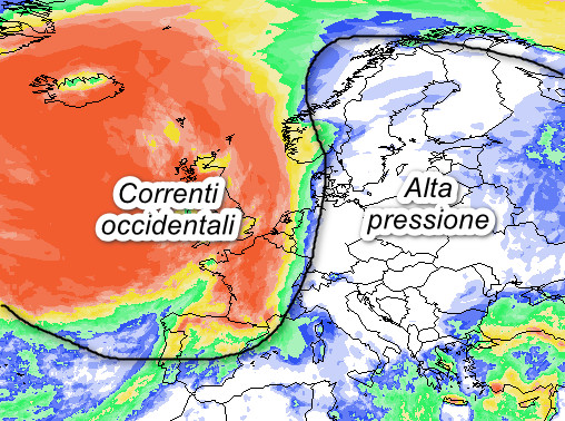 probabilità di pioggia in Europa valida per la giornata di sabato 3 ottobre secondo la media degli scenari del modello GFS elaborato su base grafica Meteociel