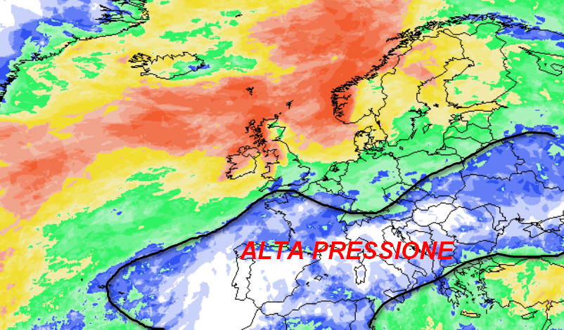 probabilit&agrave; di pioggia in Europa valida per venerdi 16 ottobre sempre secondo la media degli scenari del modello GFS elaborato su base grafica Meteociel