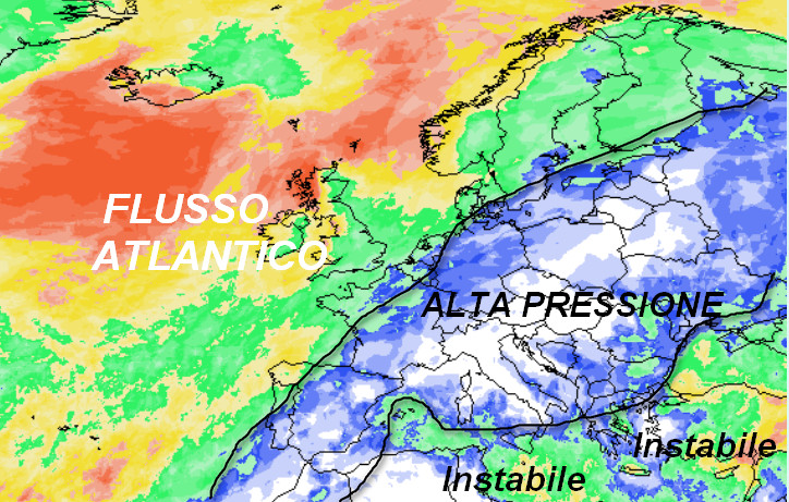 probabilità di pioggia in Europa valida per sabato 31 ottobre secondo il modello GFS elaborato su base grafica Meteociel