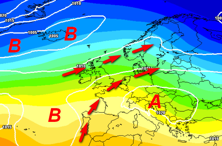 media degli scenari del modello GFS elaborato su base grafica Meteociel valido per lunedi 9 novembre