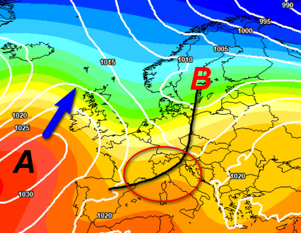media degli scenari del modello ECMWF elaborato su base grafica Meteociel per la notte tra mercoledi 7 e giovedi 8 ottobre