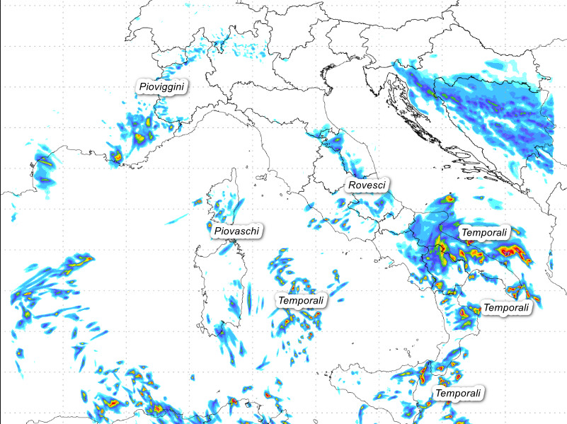 sommatoria delle precipitazioni attese sul nostro Paese per il pomeriggio e la serata di venerdi 30 ottobre sempre secondo il modello Moloch 1.5km elaborato su base grafica Lamma