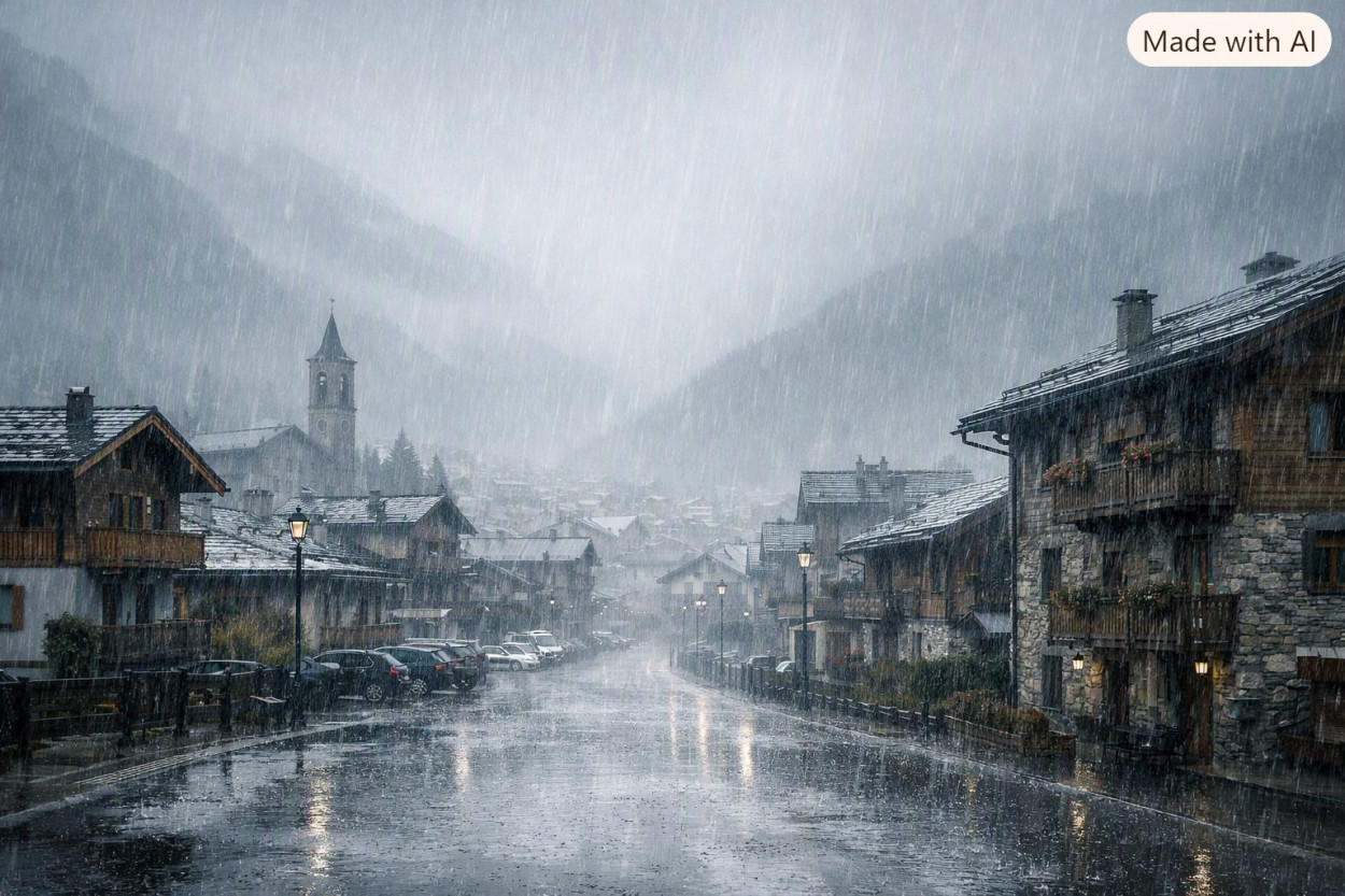 Diluvio a Livigno stamane (video) Pioggia forte a Livigno.